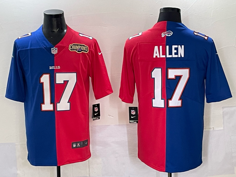Men Buffalo Bills #17 Allen red blue Nike 2025 Limited NFL Jersey style 003